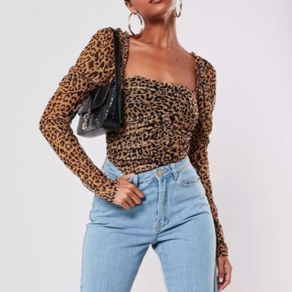 Missguided Tops - Missguided long sleeve leopard top